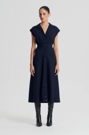 CREPE KNIT SHIRT DRESS - NAVY - Scanlan Theodore at Scanlan Theodore